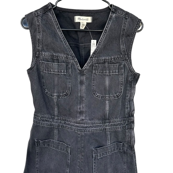 NWT Madewell Denim Cap-Sleeve Mini Dress in Tarrybrook Wash - Size 2 - Black - Picture 11 of 15
